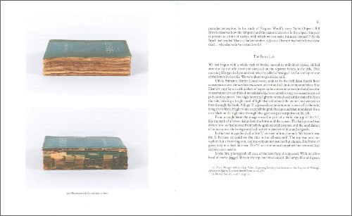 Image of books spread showing two pictures of a blue book and text
