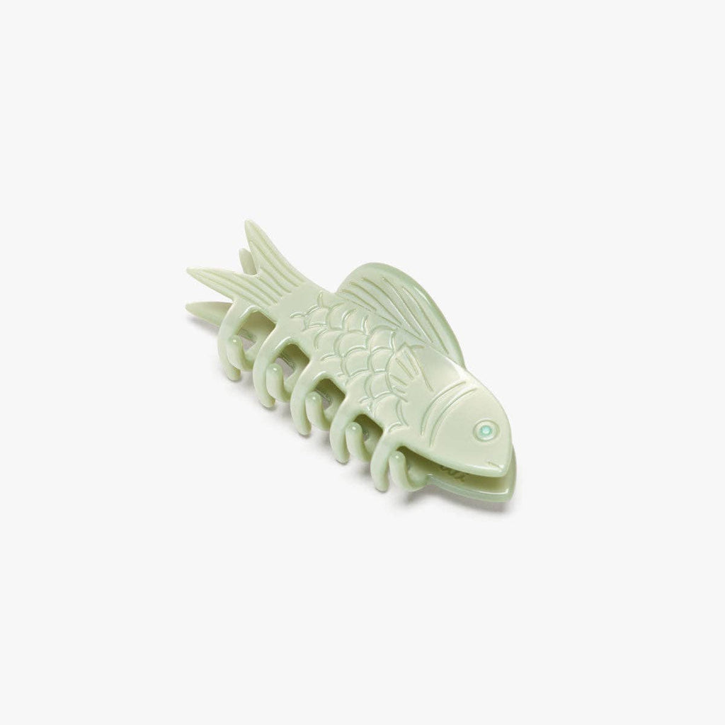Jade Green Fish Mini Acetate Hair Claw Clip Opal Rhinestones