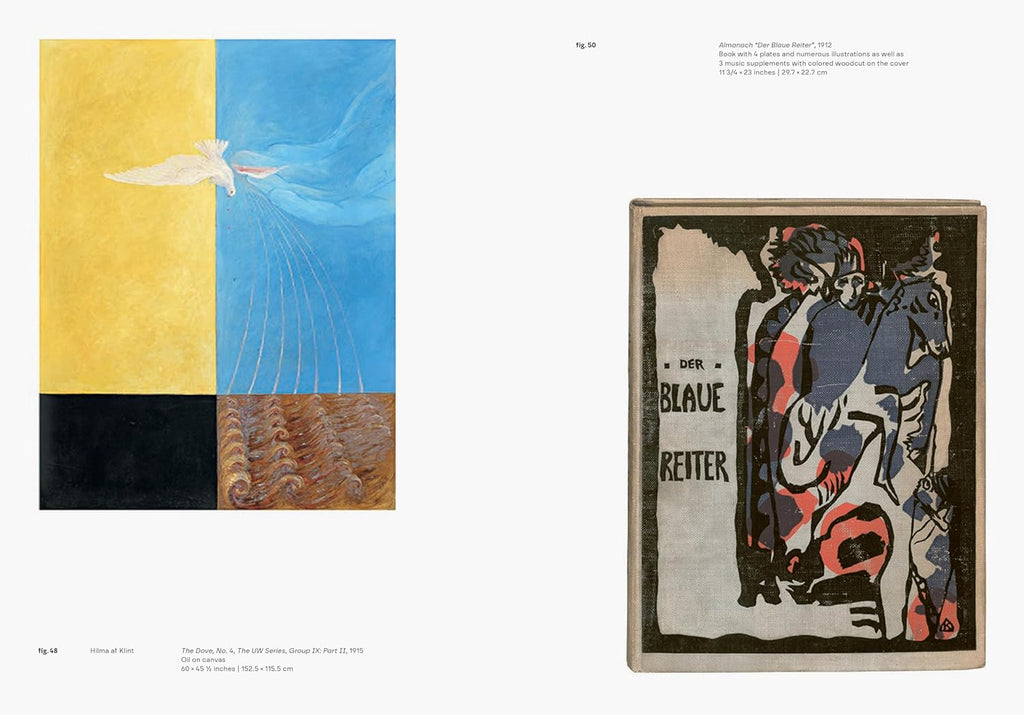 Two artworks side by side with text on a white background