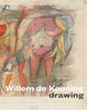 Abstract mixed media drawing of a female figure by Willem de Kooning with text overlay reading 'Willem de Kooning drawing'.