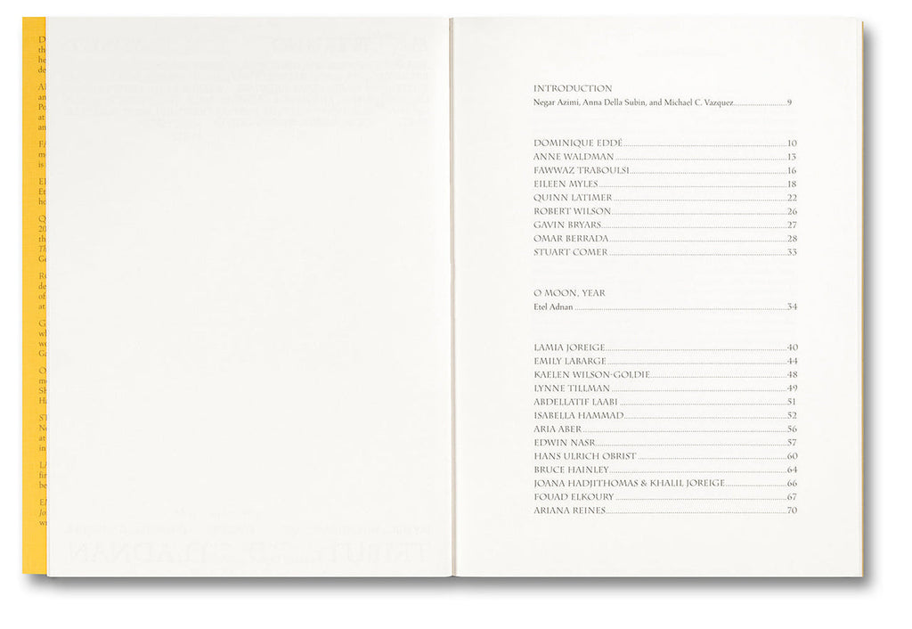 Table of contents page of a book with a yellow ruler on the left side.