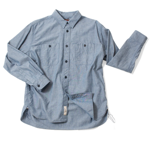 Dopple & Scent Chambray Work Shirt in Blue