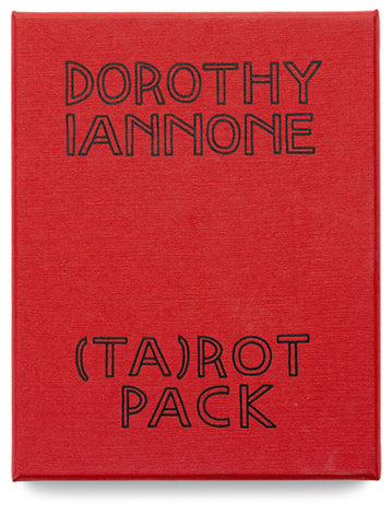 The red textured cover of the Dorothy Iannone (Ta)rot Pack featuring bold black outlined typography.