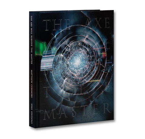 Book titled 'The Axe Will Survey the Master' with a futuristic design on the cover.