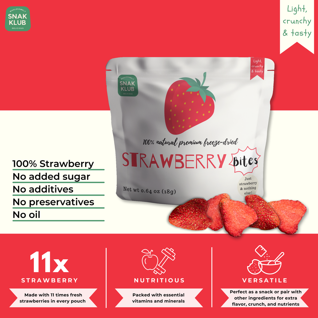 Snakklub Strawberry Bites – Premium Freeze-Dried Strawberry