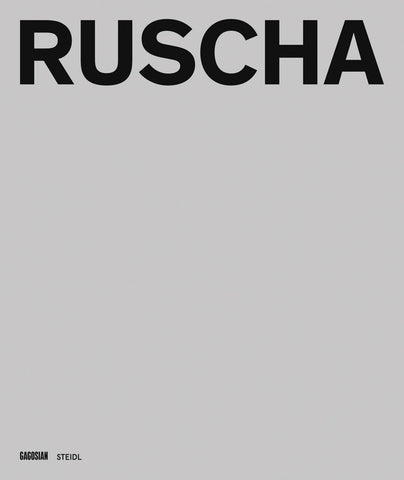 Gray Ed Ruscha book cover with bold black typography, published by Gagosian and Steidl