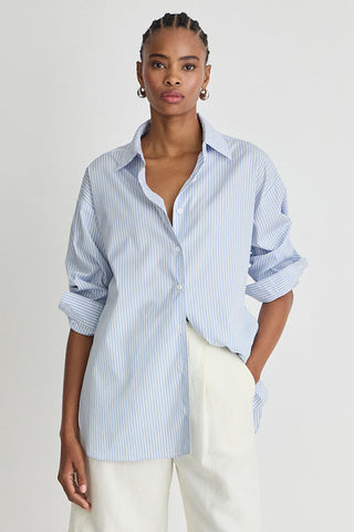 Apiece Apart Isolde Button Down in Blue & White Stripe