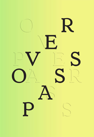 green to yellow gradient with the word over pass written in black