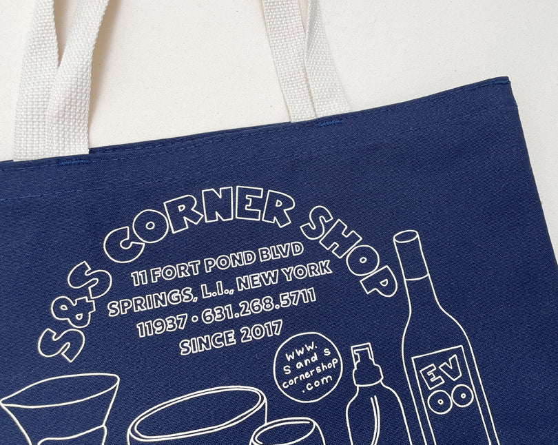S&S Corner Shop Navy Market Tote Bag