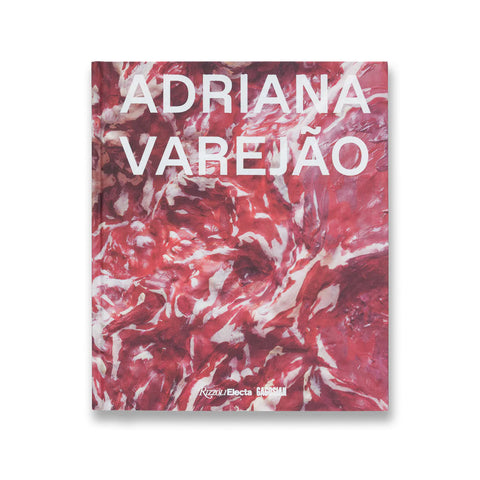 red and white abstract cover of the book with Adriana Varejao written above it in white